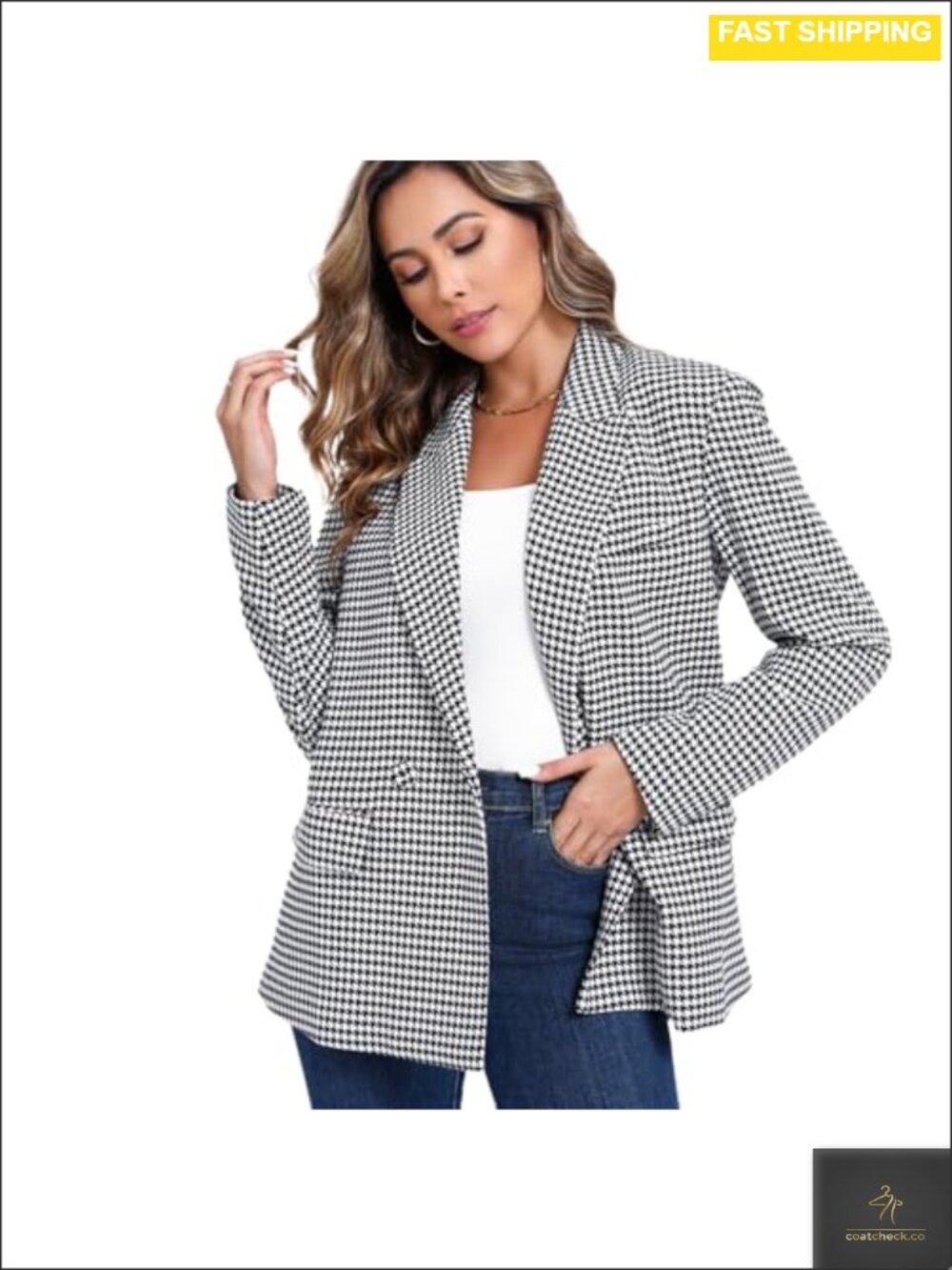 Oversized Double-Breasted Blazer with Top Stitching Pockets